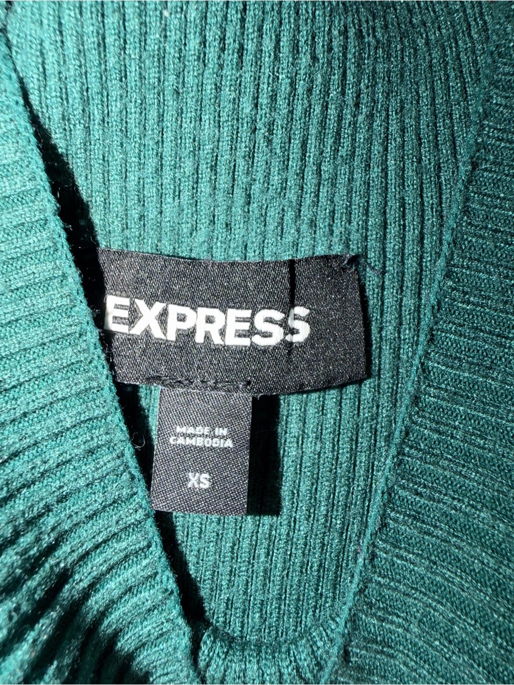Express Emerald Green Ribbed Mock Neck Midi - Picture 4 of 4